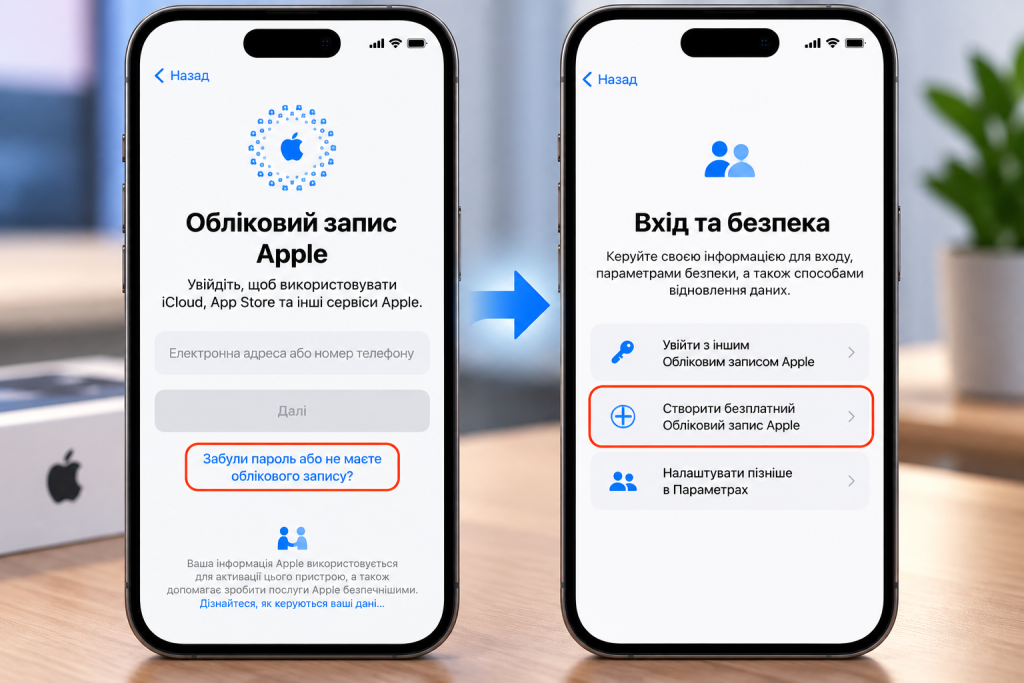 Створення Облікового запису Apple на новому iPhone